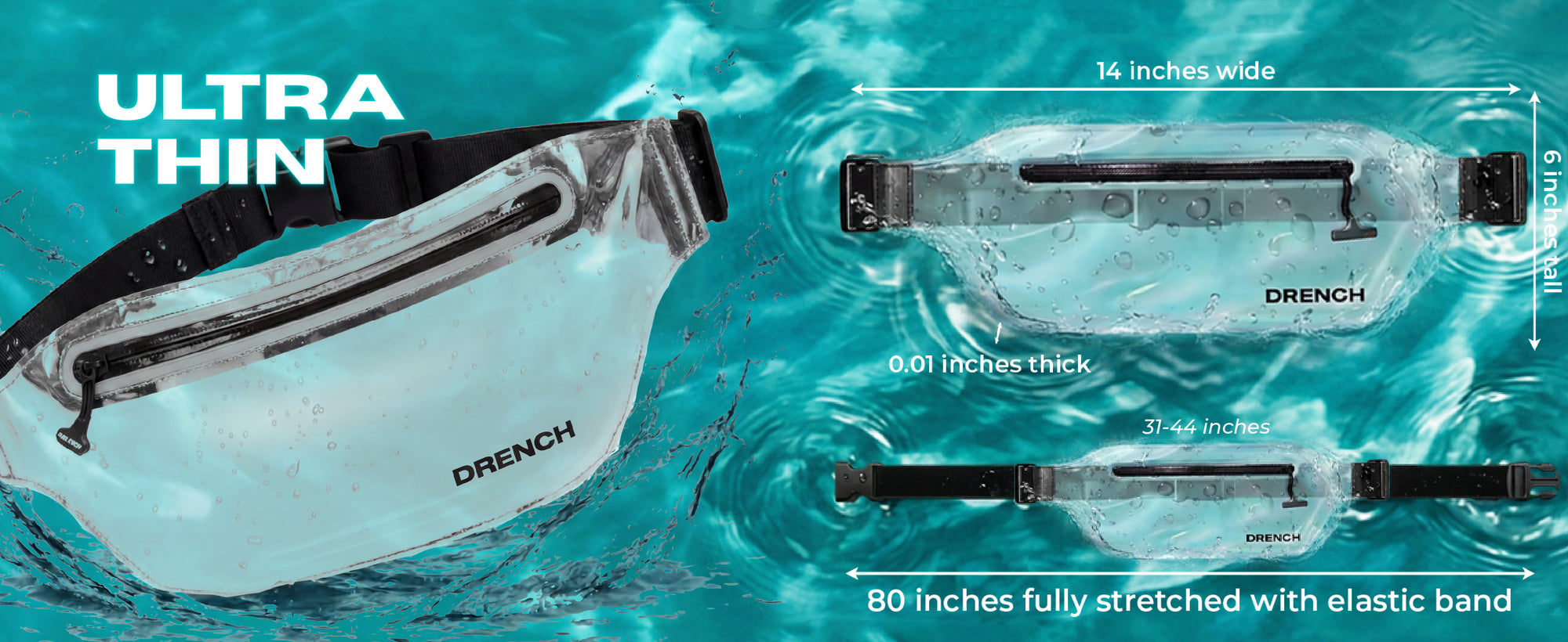 Crystal Coast clear waterproof waist pack set worn while snorkeling