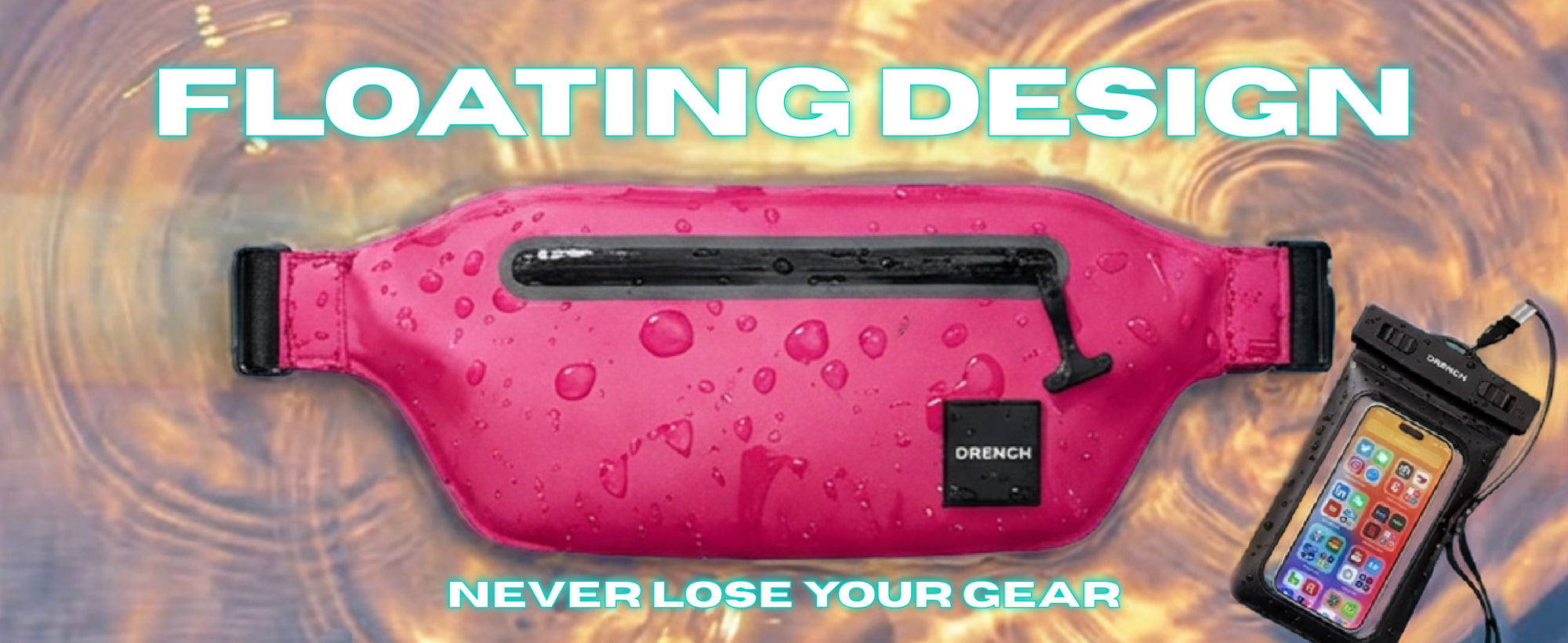 Hot Tide waterproof waist pack set worn at the beach