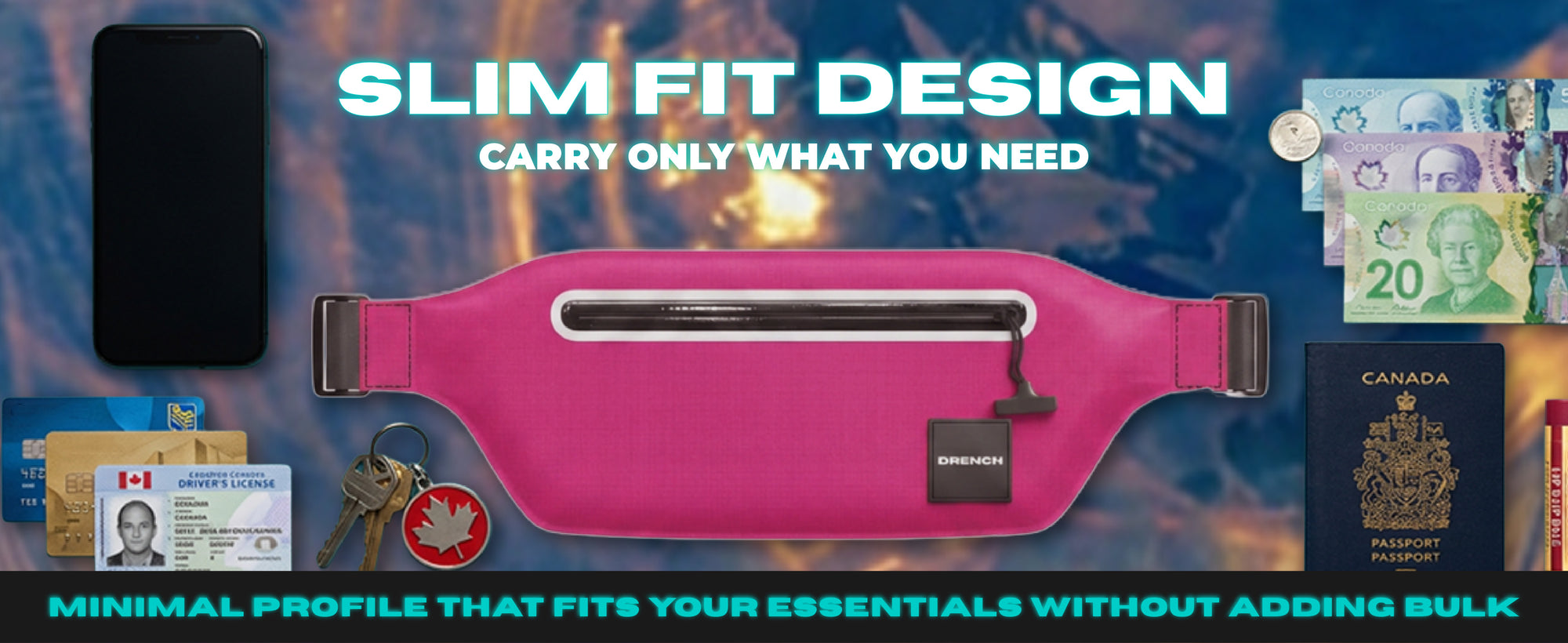 Hot Tide waterproof waist pack set worn while paddleboarding