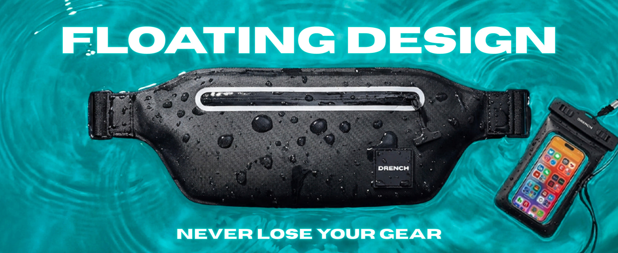 Low Tide waterproof waist pack, 2-pack worn at the beach