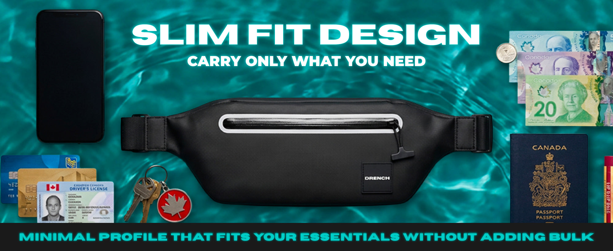 Low Tide waterproof waist pack, 2-pack worn while paddleboarding