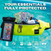 Neon Current waterproof waist pack set — clear touchscreen window for underwater photos and calls