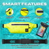 Neon Current waterproof waist pack set — close-up of the diving suit-grade waterproof zipper seal