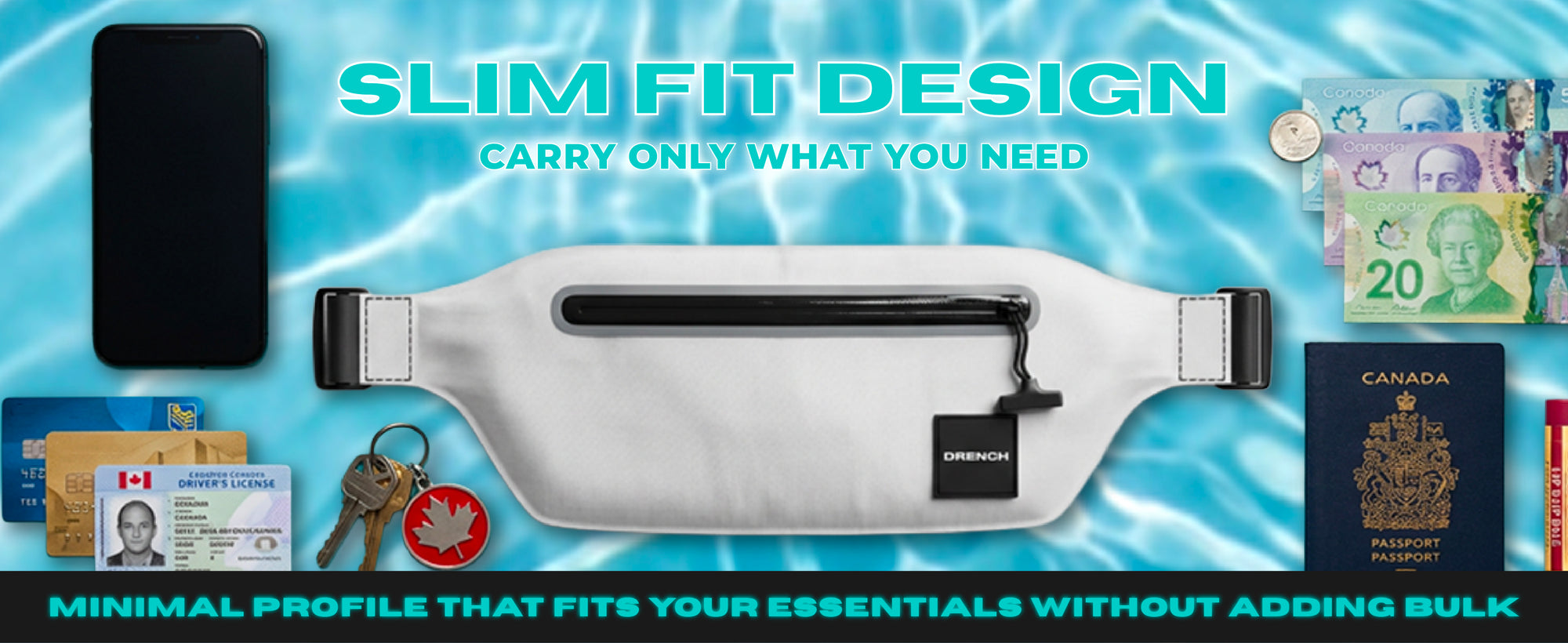 Salt and Sun waterproof waist pack set worn while paddleboarding