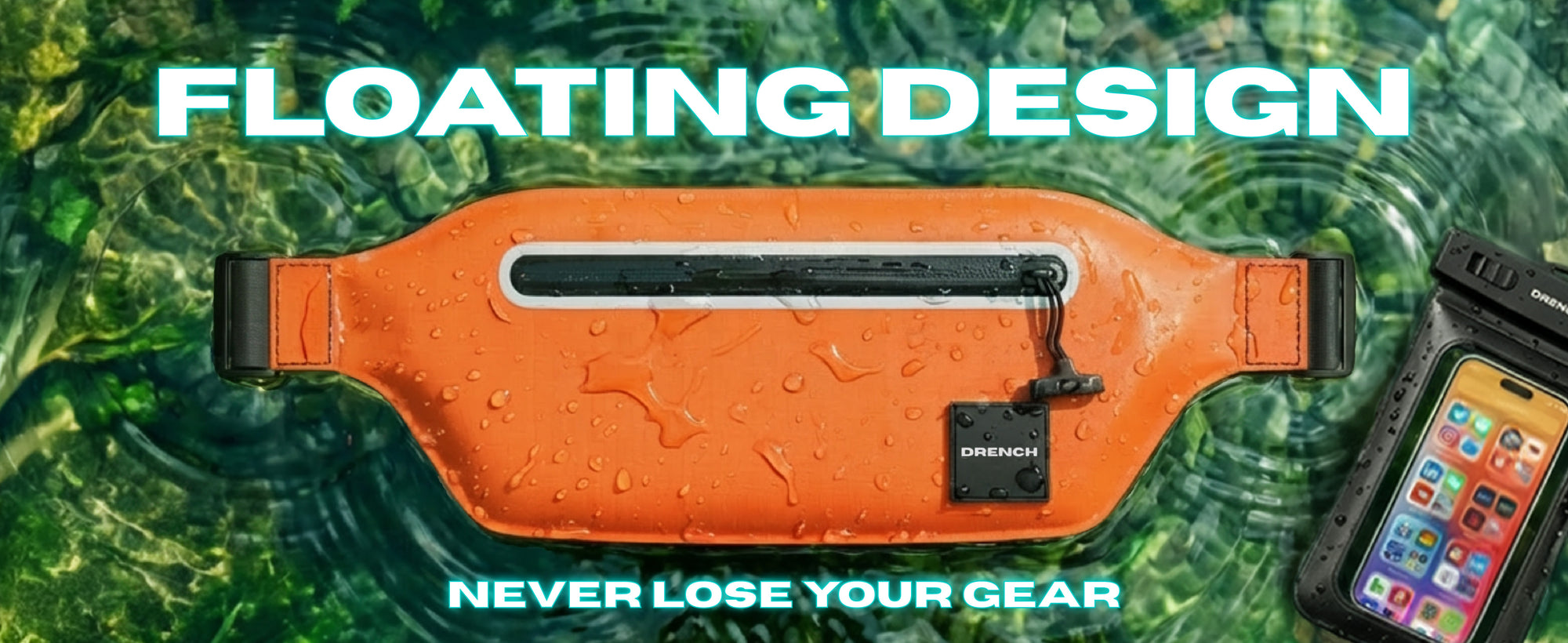 Tangerine Tide waterproof waistpack worn at the beach
