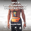 Tangerine Tide waterproof waistpack — floating design so the pack won't sink if dropped in water