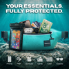 Tidal Teal waterproof waist pack set — clear touchscreen window for underwater photos and calls